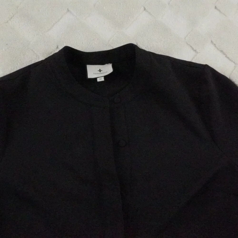 Tuckernuck Mini Shirt Dress Womens Medium Solid Black Long Sleeve
